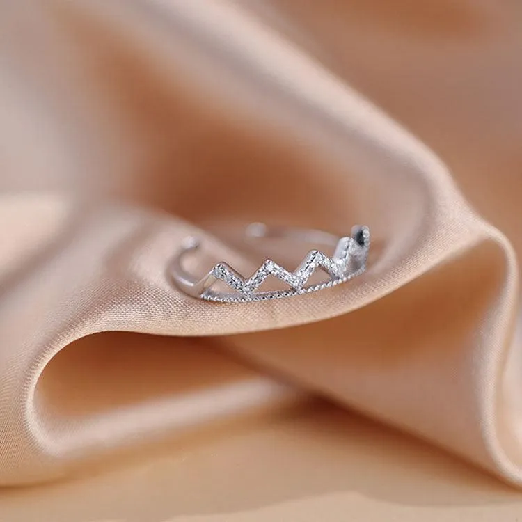 Sterling Silver Highs And Lows Ring Adjustable Open Ring