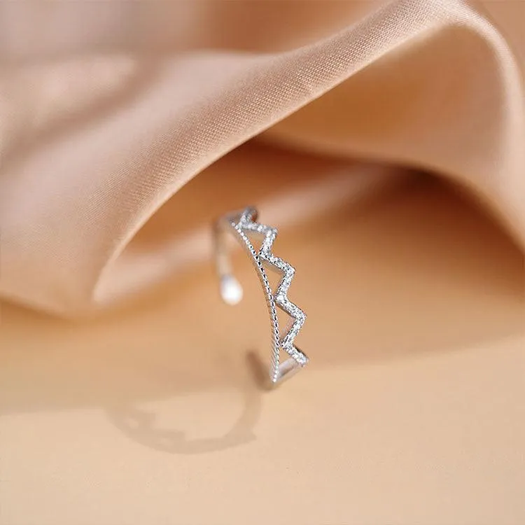 Sterling Silver Highs And Lows Ring Adjustable Open Ring