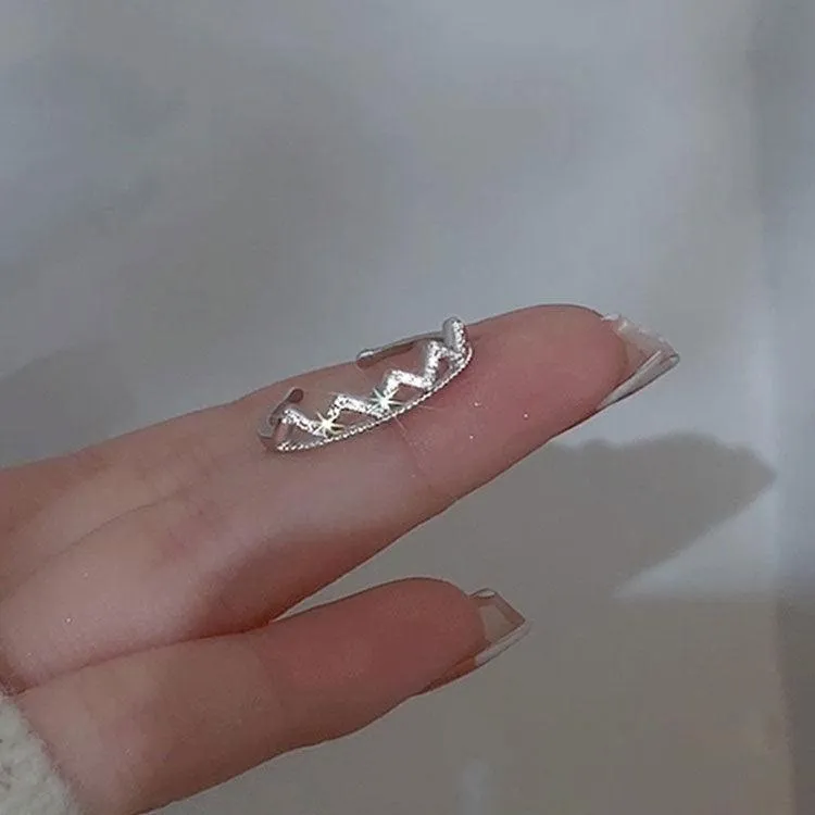 Sterling Silver Highs And Lows Ring Adjustable Open Ring