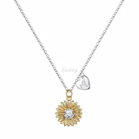 To My Badass Daughter-Initial Sunflower Necklace