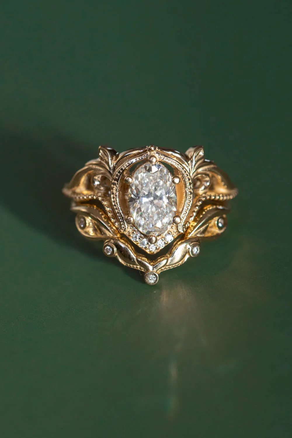 V-shape wedding ring with diamonds / matching band for Lida big