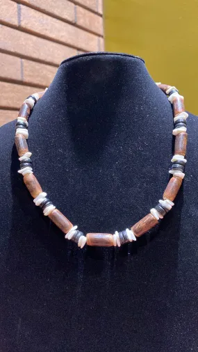 Water Buffalo Bone & Puka Shell Necklace